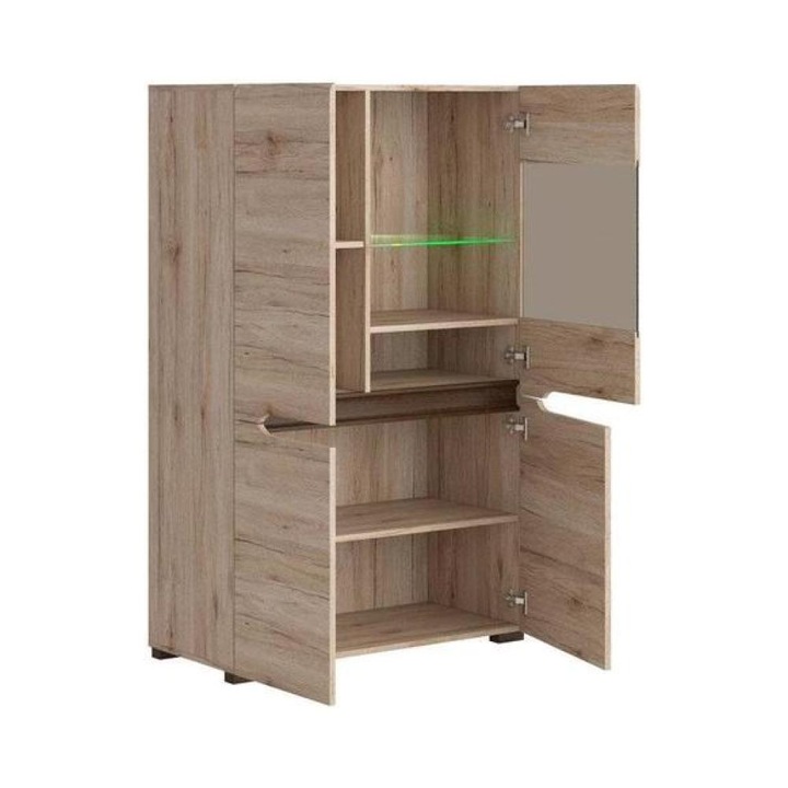 Dulap Cu Vitrina Elpasso REG1W3D/14/9, 90 x 144 x 41 cm, Culoare Stejar