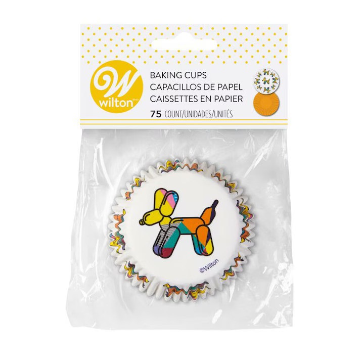 Set hartii pentru briose Wilton, model Calut, 75 bucati, alb si portocaliu, 5x3cm