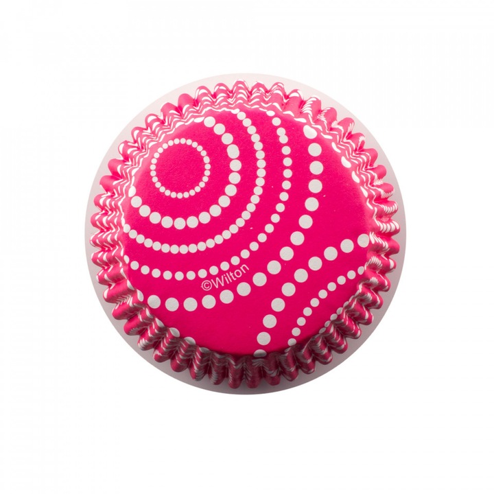 Комплект 36 хартиени формички за мъфини Wilton ColorCups розов с бели перли, 5х3см
