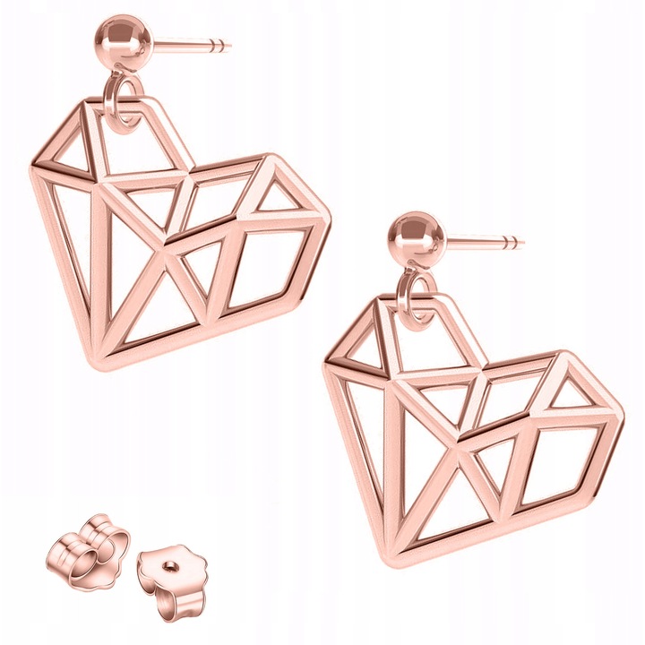 Cercei, Larezo, Inimi De Iubire, Argint 925, Fara Pietre, Pentru Femei, Cutie Pentru Bijuterii Premium