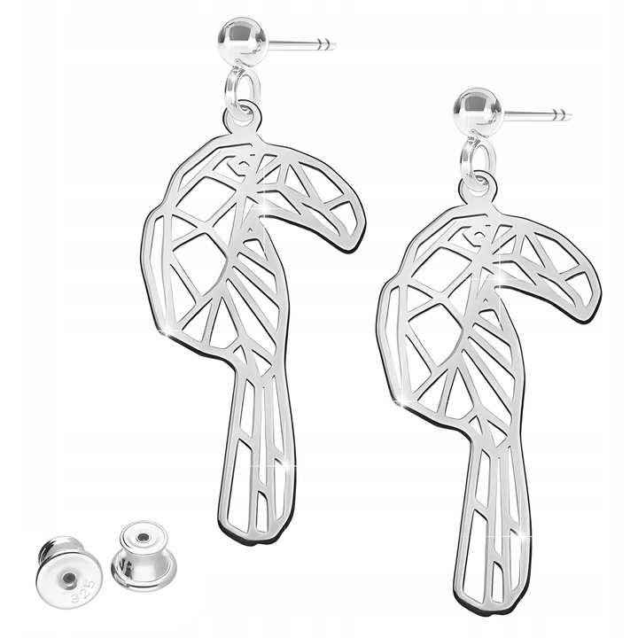 Cercei, Larezo, Cu Pasarea Paradisului Toucan, Placa De Tin, Argint 925, Fara Pietre, Pentru Femei, Cutie Pentru Bijuterii Premium, Argintiu