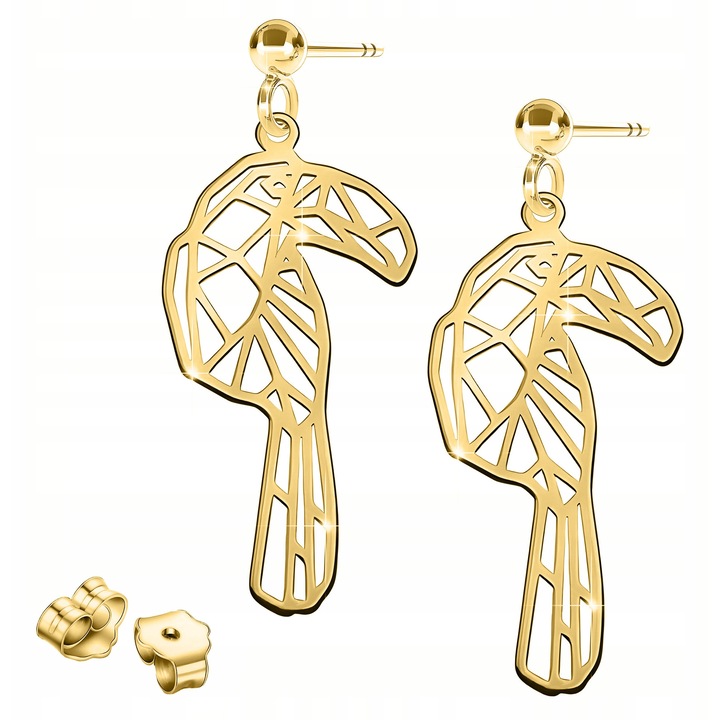 Cercei, Larezo, Cu Pasarea Paradisului Toucan, Placa De Tin, Argint 925, Fara Pietre, Pentru Femei, Cutie Pentru Bijuterii Premium, Aurita