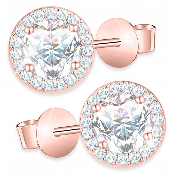 Cercei, Larezo, Cercuri Cu Cristale De Zirconiu, Argint 925, Fara Pietre, Pentru Femei, Cutie Pentru Bijuterii Premium, Roz