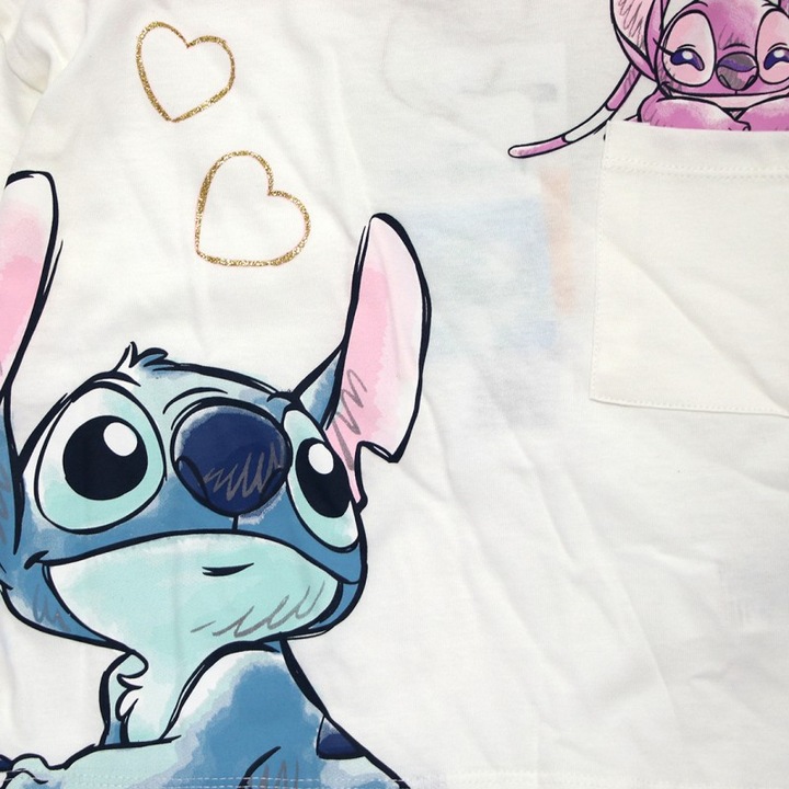 Bluza maneca lunga cu buzunar Lilo si Stitch 33928, Alb