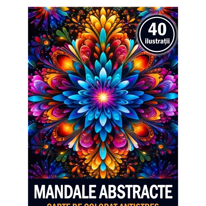 Carte de colorat cu orice tip de vopsea, 40 de ilustratii Mandala Abstracte