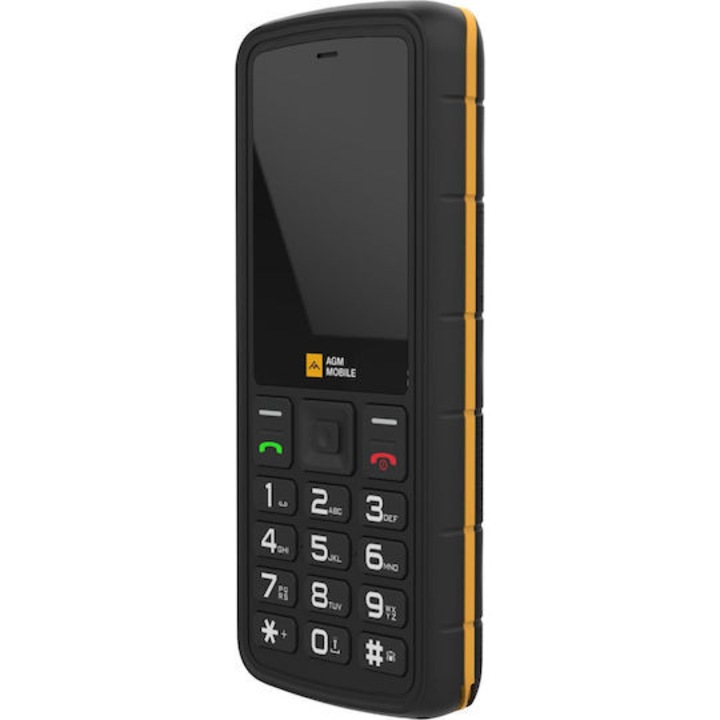 Telefon Mobil AGM M9F Dual SIM, rezistent, protectie apa/praf, difuzor 108 db, 2,4", Negru/Portocaliu