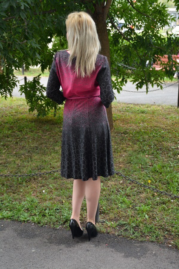 Rochie casual,masura mare,D&J Exclusive,, Gri inchis/Roz