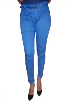 Pantaloni casual, accesorizati cu curea,D&J Exclusive, Albastru Pantaloni casual, accesorizati cu curea,D&J Exclusive, Albastru