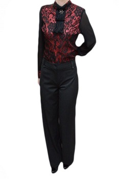 Pantaloni de dama cu dungi si talie inalta , D&J Exclusive, Negru, 46 Pantaloni de dama cu dungi si talie inalta , D&J Exclusive, Negru, 46