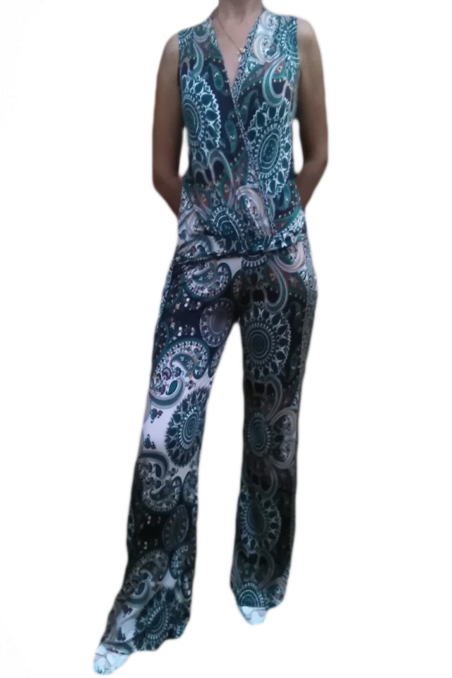 Salopeta lunga, din material racoros, D&J Exclusive, Verde inchis