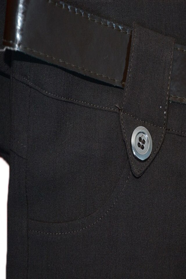 Pantaloni eleganti, curea lucioasa in talie , D&J Exclusive, Maro, 38