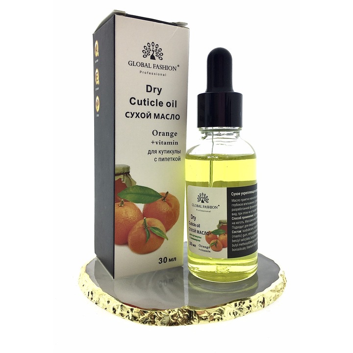 Ulei de cuticule cu pipeta, aroma de portocala, Global Fashion, 30 ml