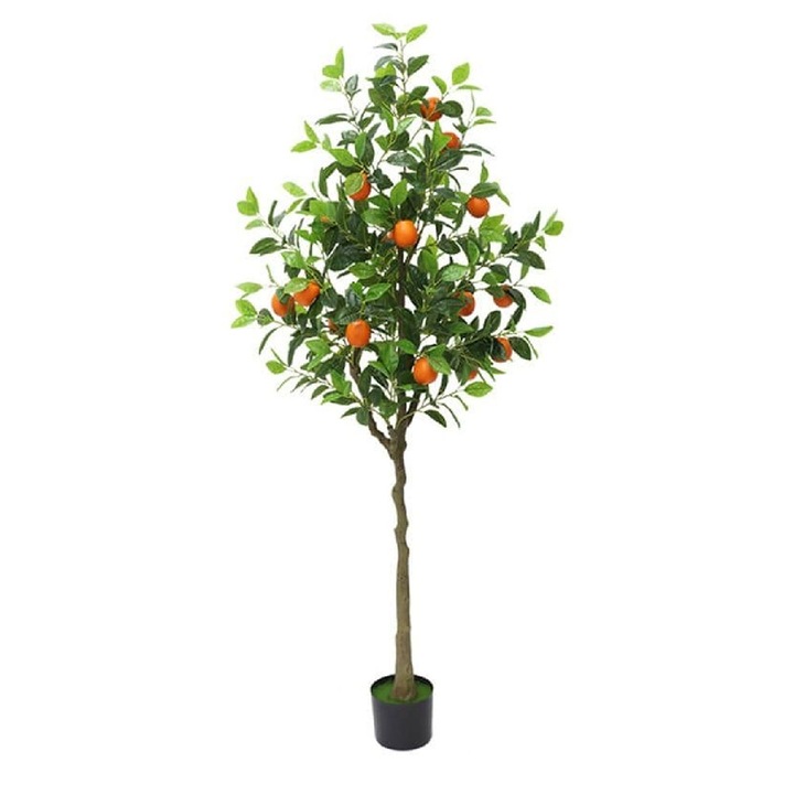 Arbore decorativ ElastiX Portocal, planta artificiala, verde, 120 cm