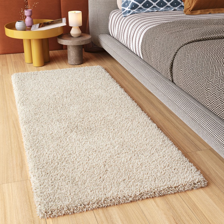 Covor, Tapiso, Essence Cho, 120 x 250 cm, Bej, OEKO-TEX, Inaltime Fir 4 mm, Pentru Living, Dormitor, Hol, Rezistent La UV, Rezistent La Pete, Lavabil, Usor de curatat, Rezistent La Intemperii, Impermeabil, Moale La Atingere