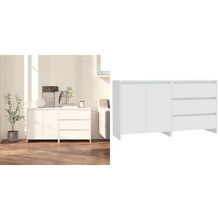 Servanta, alb, 2 piese, lemn prelucrat