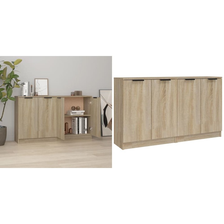Servante, 2 piese, stejar sonoma, 60x30x70 cm, lemn prelucrat