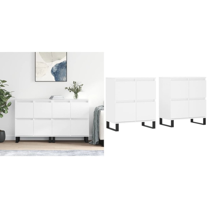 Servante, 2 piese, alb, lemn prelucrat