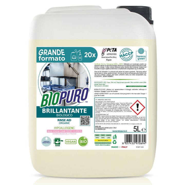 Solutie de clatire pentru masina de spalat vase hipoalergena ecologica 5l Biopuro