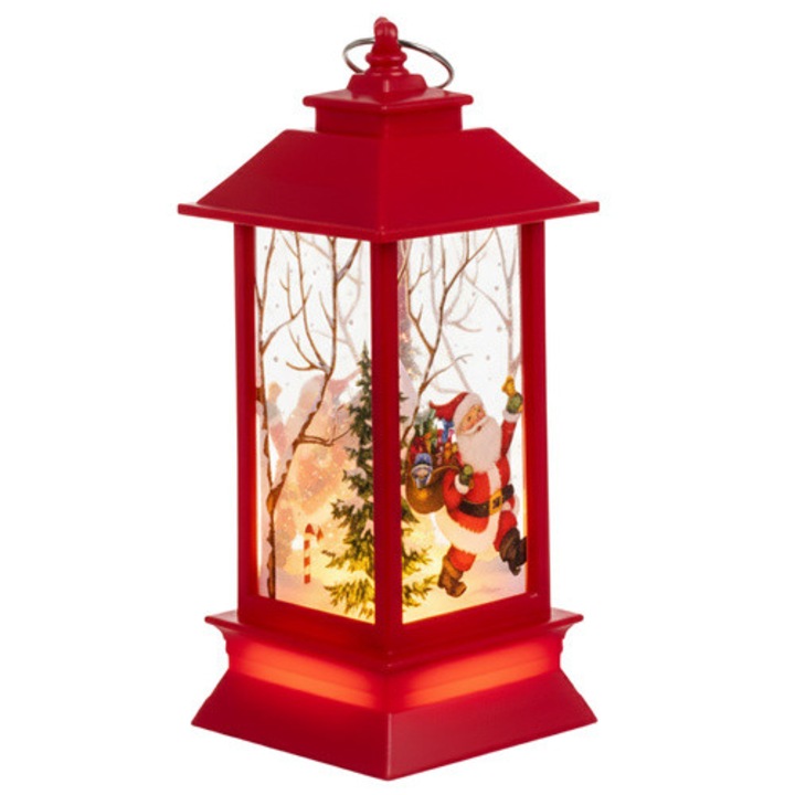 LED фенер Ruhhy, коледна декорация с топла светлина, 12.5 x 5.3 x 5.3 см, мощност 2 W, превключвател ON/OFF, червен