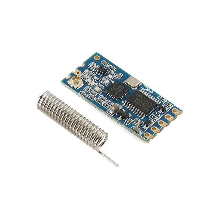 Transmitator wireless HC-12, SI4438, UART, 433 MHz, 1 km, antena spirala, compatibil Arduino si Raspberry Pi