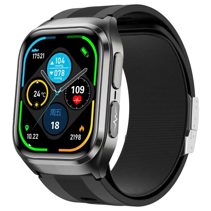 Смарт часовник LUMAUDiO® с точно измерване на кръвното налягане и автономност 12 дни, Черен