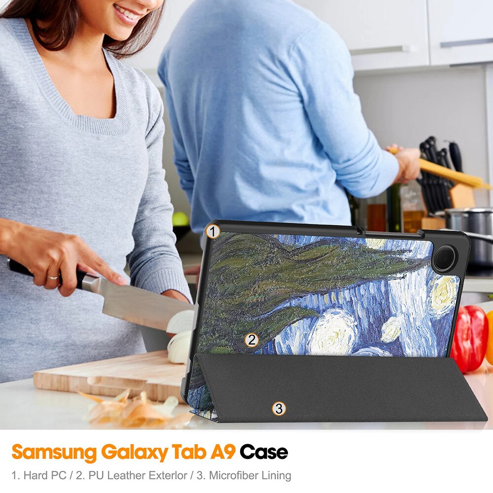 Husa pentru Samsung Galaxy Tab A11 8.7 inch tip stand si inchidere magnetica, protectie 360 - Starry Night