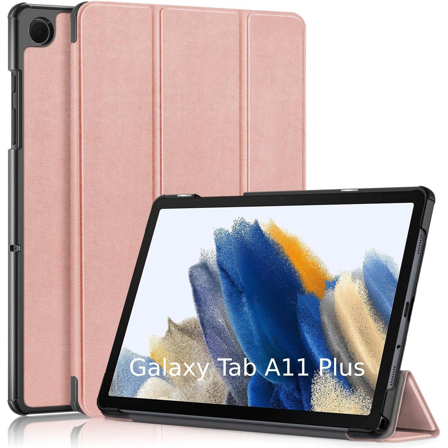 Husa pentru Samsung Galaxy Tab A11 Plus 11 inch tip stand functie sleep/wake-up si inchidere magnetica, protectie 360 - rose gold
