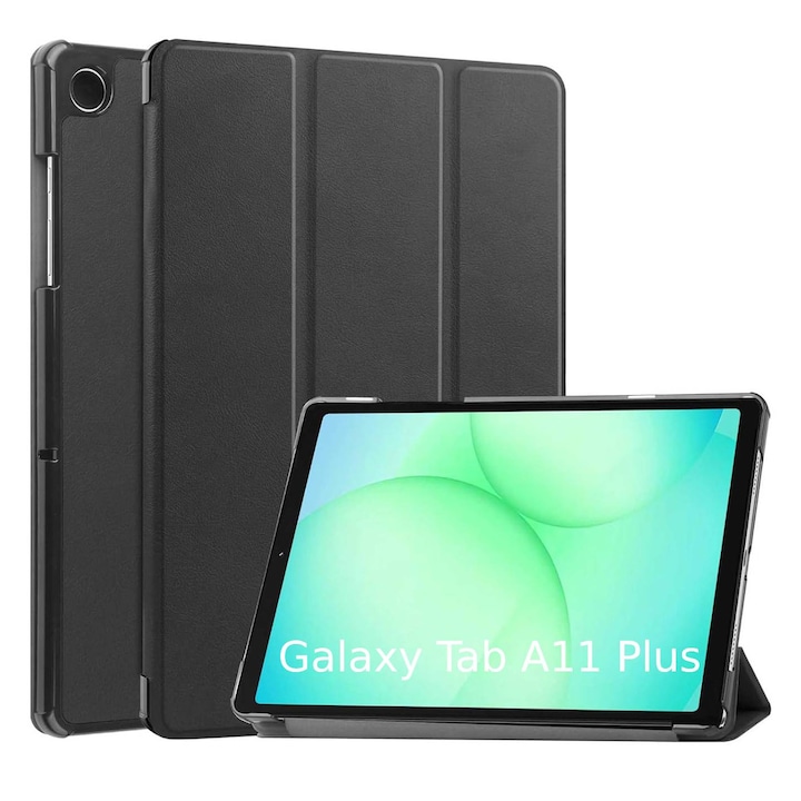 Husa pentru Samsung Galaxy Tab A11 Plus 11 inch tip stand functie sleep/wake-up si inchidere magnetica, protectie 360 - negru