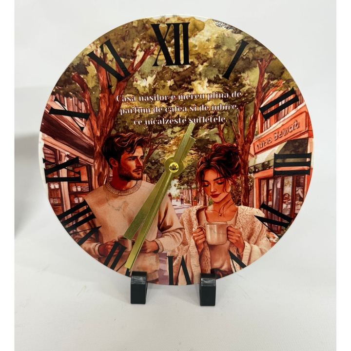 Ceas rotund din ardezie – Cadou elegant pentru nasi, cu mesaj emotionant