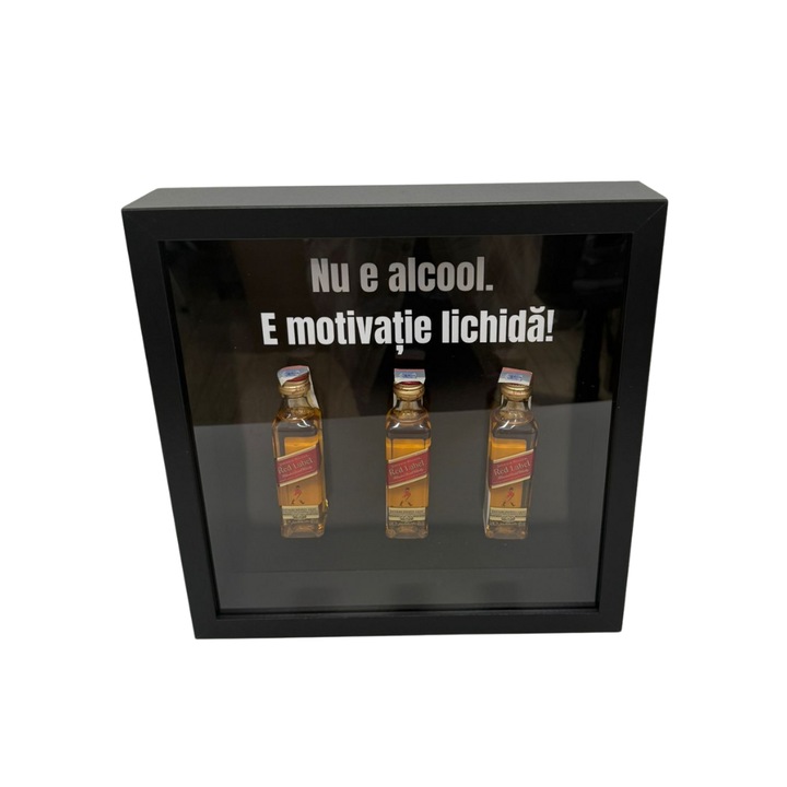 Tablou cu sticlute – „Nu e alcool. E motivatie lichida!” – Cadou haios