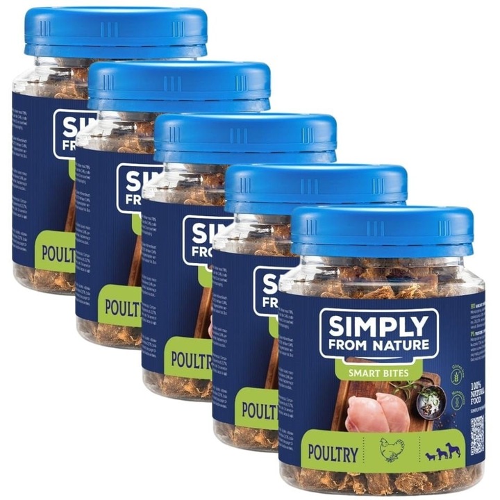 SIMPLY FROM NATURE Smart Bites cuburi pui pentru caini 5x130 g
