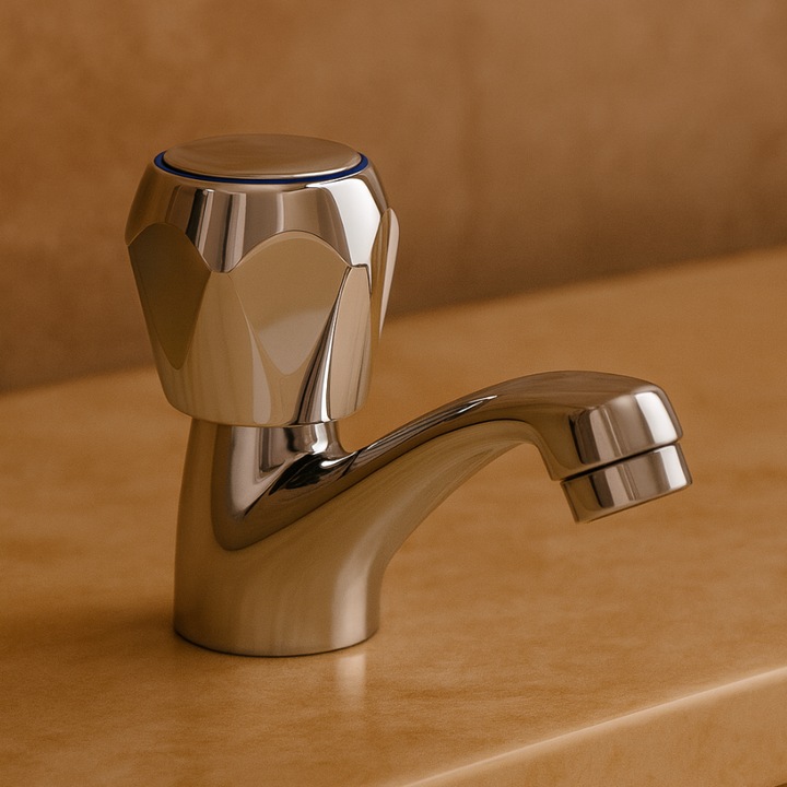 Смесител за баня, лъскав хром, монтаж на мивка, студена вода, едноръкохватков, модерен дизайн