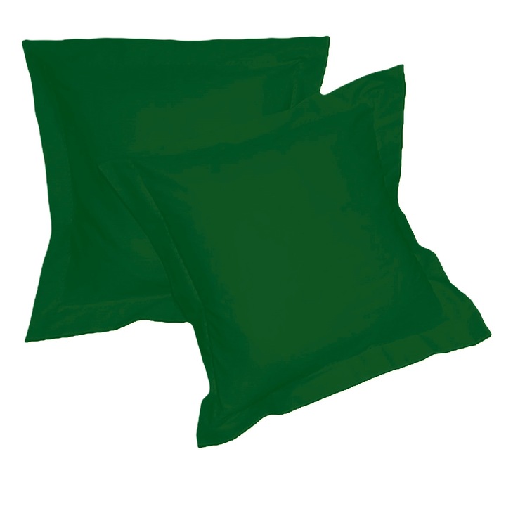 Set 2 x Fata de perna, 30 cm x 50 cm, Casa Bucuriei, model Imperial, verde smarald, Bumbac 100%
