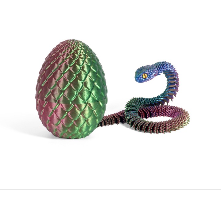 Играчка Змия с Яйце Изненада – Реалистичен, Гъвкав, Многоцветен червено-зелен, дракон, образователен, креативност