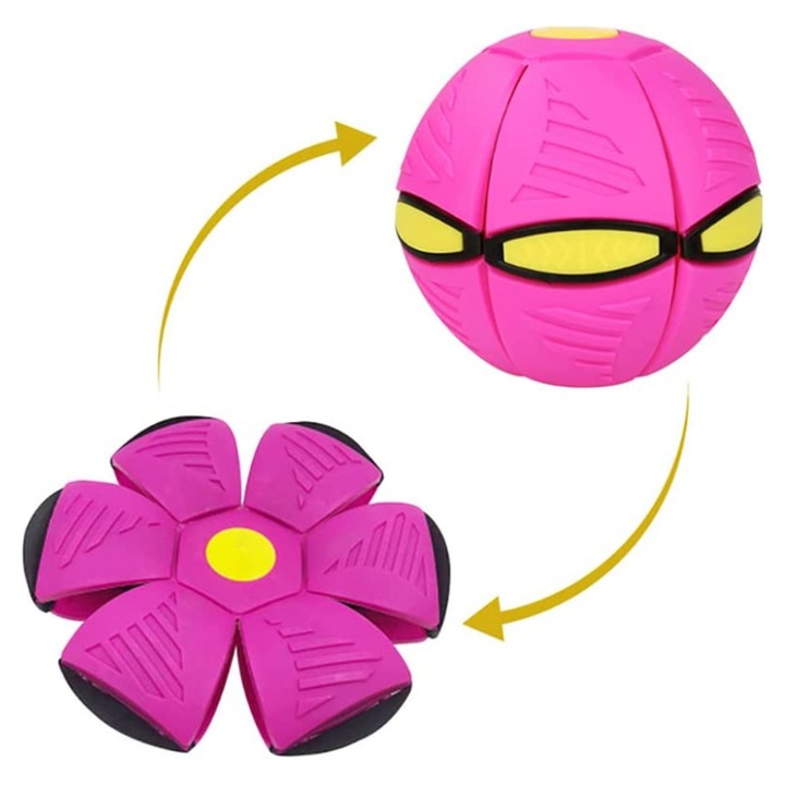 Minge Transformabila SELLING DEPOT, in Disc de Aruncare, 15 cm, Culoare Roz – Jucarie Interactiva si Distractiva pentru Copii, Ideala pentru Joaca in Aer Liber si Dezvoltarea Agilitatii