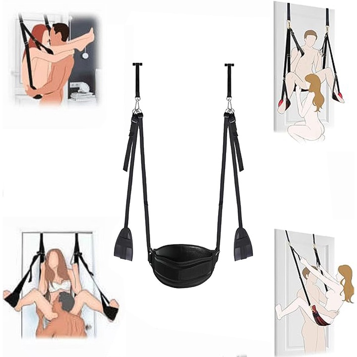 EJANBO, Set BDSM, Leagan cu Scaun pentru Usa, Curele reglabile, usa de agatat catuse leg Restraints Stretcher, Bondage Slave, Sling din piele, distractie de cuplu, Marina militara