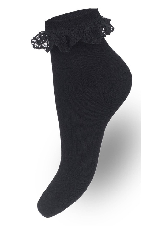 Sosete dama Milena, cu dantela, negru, 37x41