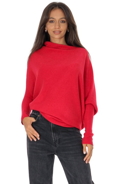 Aszimmetrikus piros pulóver ROH BR2906, Onesize