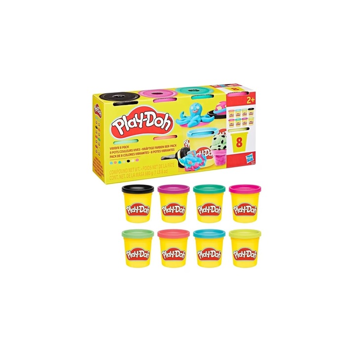 Set 8 tuburi plastilina modelabila, Play Doh, multicolor