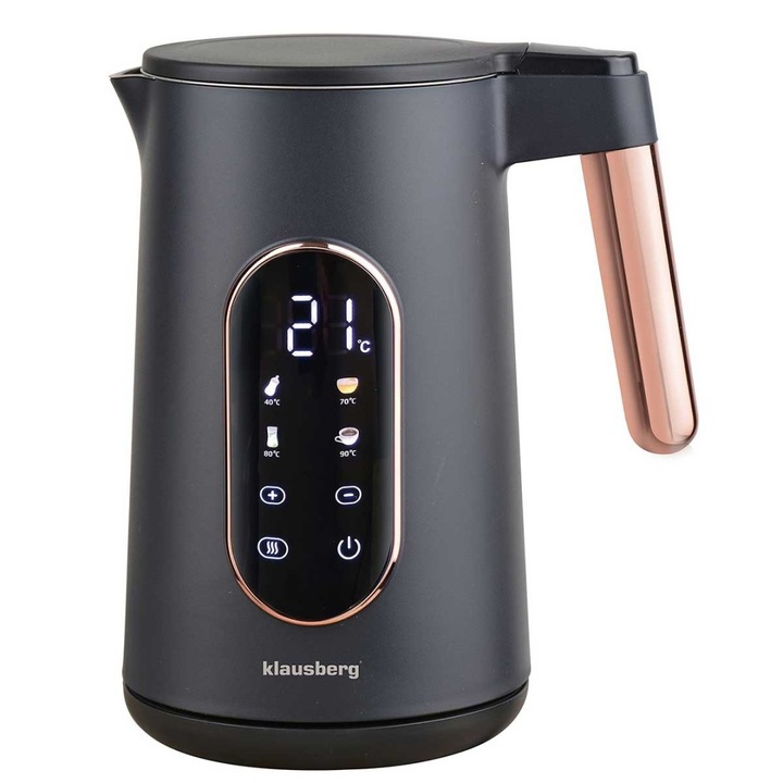 Fierbator electric, Klausberg, 1,7L, sticla, LED RGB