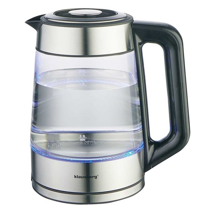 Fierbator electric, Klausberg, 1,8L, sticla, LED RGB