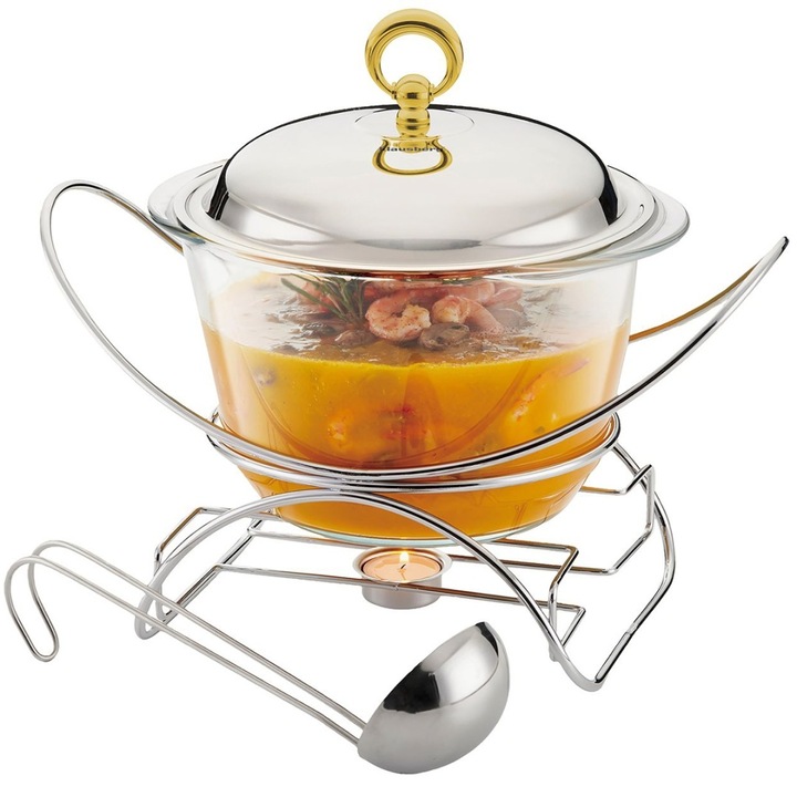 Гастронорм тава, 4л, топлоустойчиво стъкло, инокс, с капак и стойка, пълен комплект