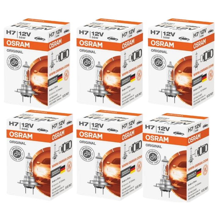 Set 6 Becuri 12V H7 55 W ORIGINAL OSRAM