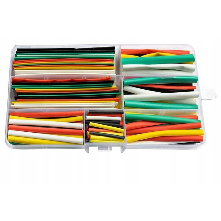 Set 140 bucati tuburi termocontractabile Vergionic, 7 dimensiuni, multicolor, poliolefina