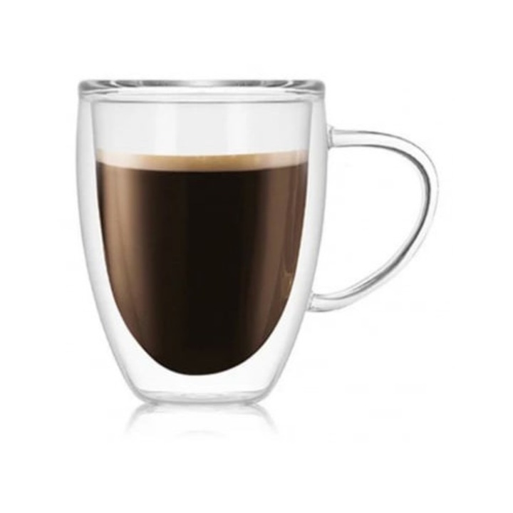 2 Cani Cafea din Sticla cu Perete Dublu – 250 ml