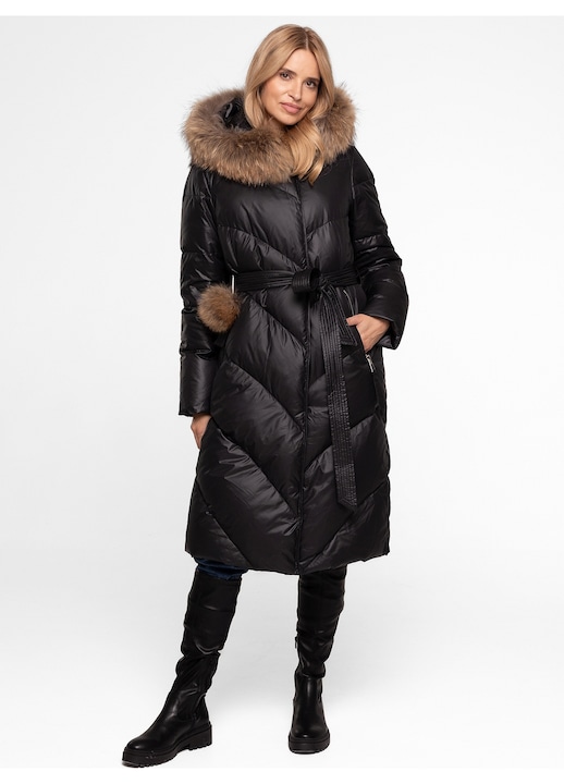 Дълго дамско яке, Perso, Полиестер, Черно