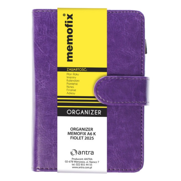 Organizer Memofix 2026, violet 145x100mm, set complet cu calendar, note, finante, adrese