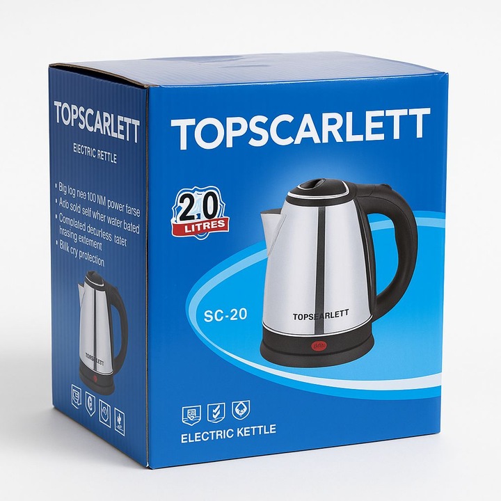 TOPSCARLETT 2L – Fierbatorul care aduce apa la punctul de fierbere mai repede decat spui „instant noodles”