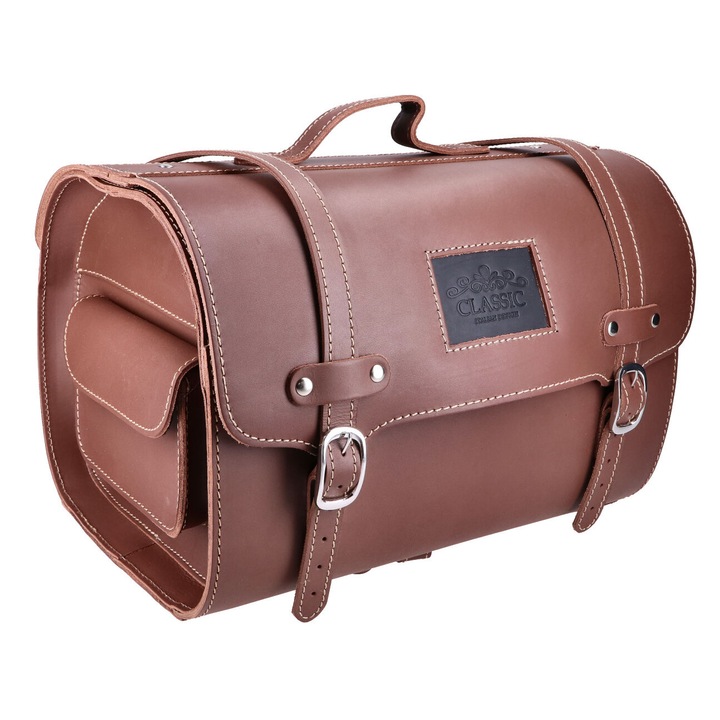 Geantă din piele, piele naturală, maro, aprox. 26 litri, 38x27x26 cm, pentru Vespa / LML, 44854