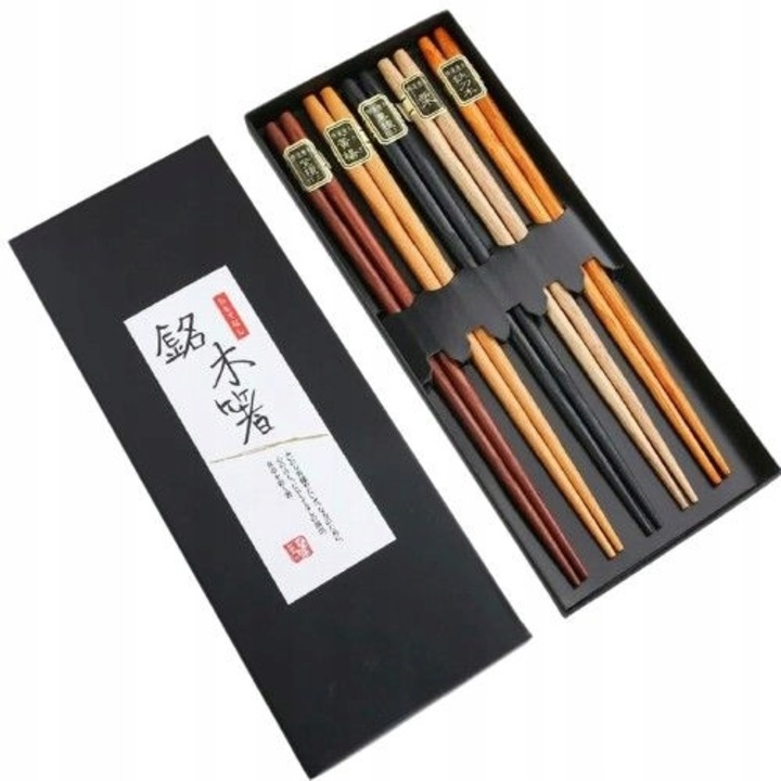10 darabos sushi pálcika készlet természetes fából, csúszásmentes, 23 cm
